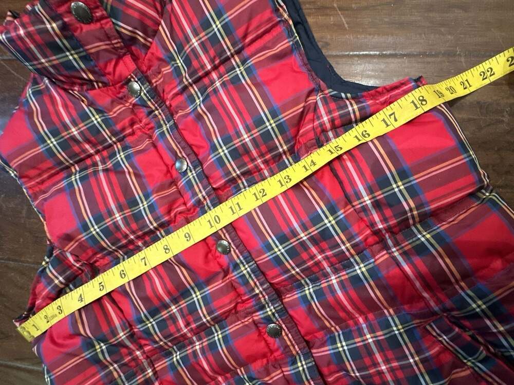 Lands' End Red Tartan Plaid Down Puffer Vest Size S 6-8 - Picture 3 of 6